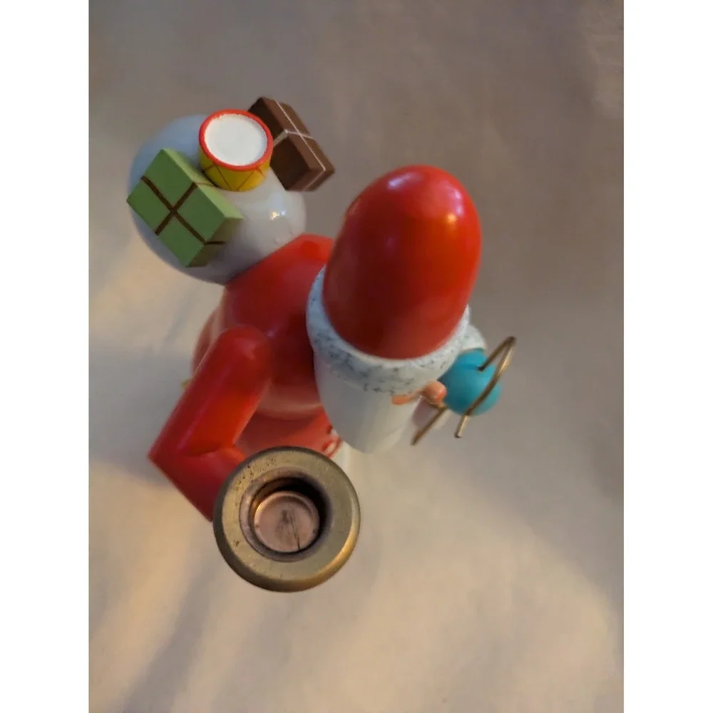 Vintage Wooden Santa Claus Incense Smoker Christmas 7 Inch Red White German